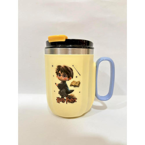 Harry Potter Theme Insulated Mug with Lid and Straw - 400ml | Stainless Steel | Lime Yellow