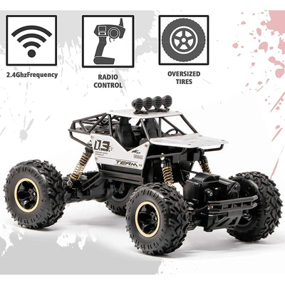 Remote Control Rock Crawler High Speed Monster Racing Car (Scale 1:16) - Silver