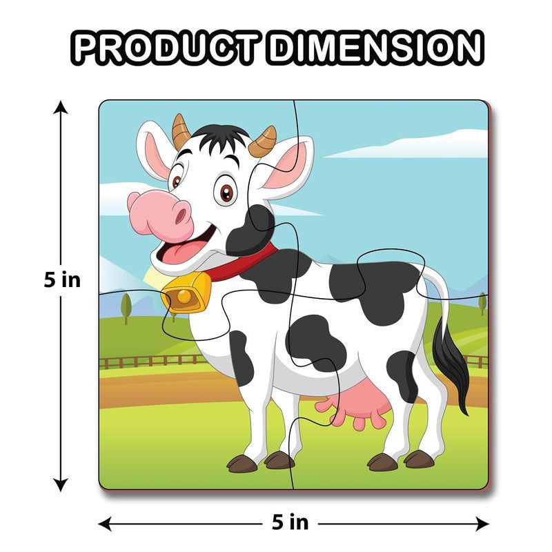 Farm Animal Jigsaw Puzzle for Kids | 4 Pieces Puzzles | Educational Toys and Games  (Set of 3 Puzzles in Box)