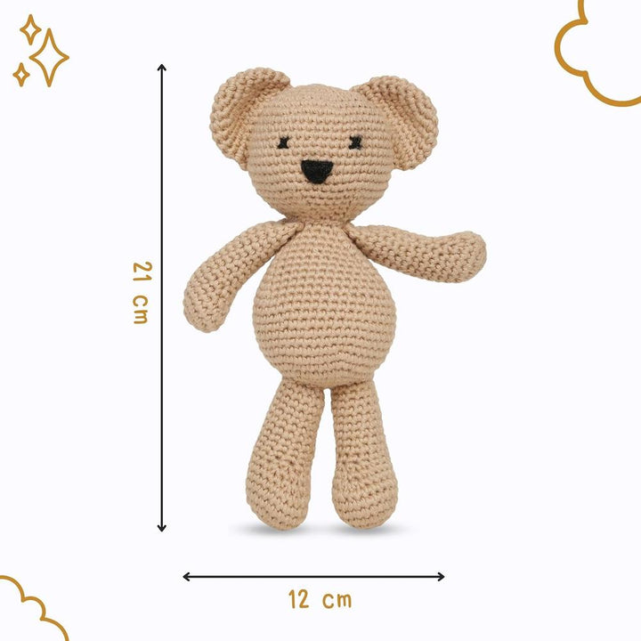 Little Ginnie Bear Crochet Soft Toy - Handmade & Washable Crochet Doll