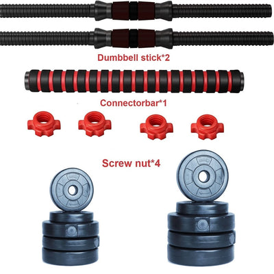 3 in 1 Gym Combo (4 PVC Weight Plate, 1 Dumbbell Rod, 1 Connecting Rod With Eva Foam)| 18+ Years