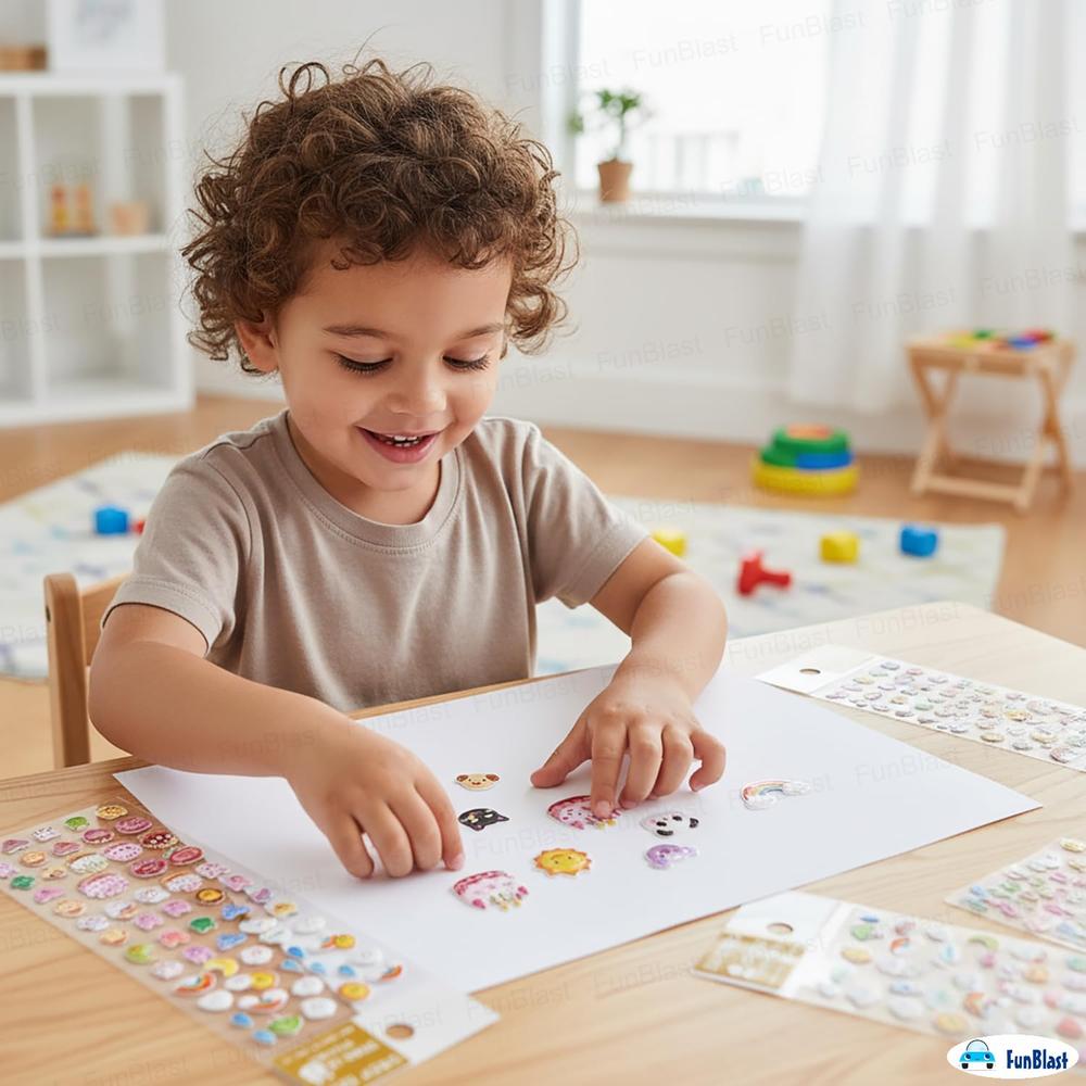 FunBlast Kawaii 3D Stickers | Aesthetic Self-Adhesive Craft Stickers for Kids | Pack of 4