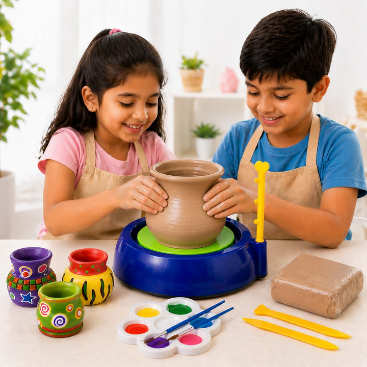 Pottery Wheel Kit for Kids & Beginners | Battery Operated Pottery Making & Painting Set | DIY Craft Activity Kit