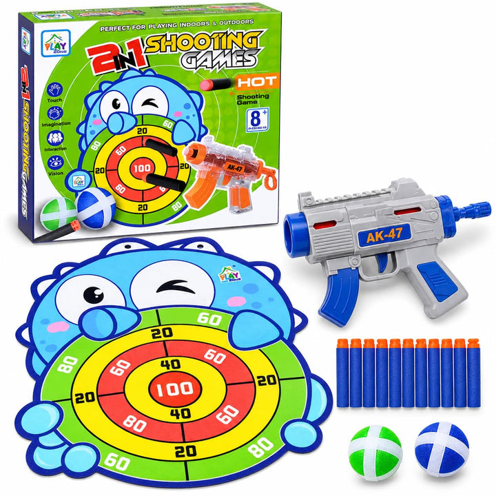Play Run 2 in 1 Shooting Games Set | Target Shooting Game with Toy Blaster & Balls