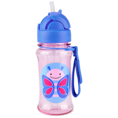 Skip Hop Zoo Straw Bottle - 355ml | Tritan Renew | Pink (Butterfly)
