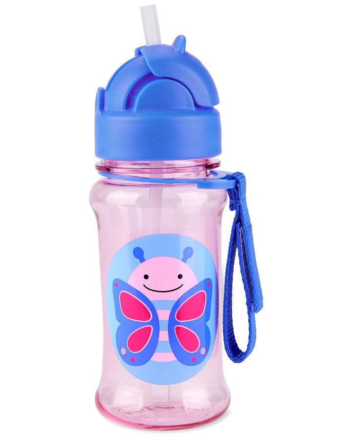 Skip Hop Zoo Straw Bottle - 355ml | Tritan Renew | Pink (Butterfly)
