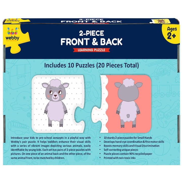 Front Back 2 Pieces Learning Pack Jigsaw Puzzle, Montessori Early Educational Pre School Puzzle Toys for 2+ Years Kid