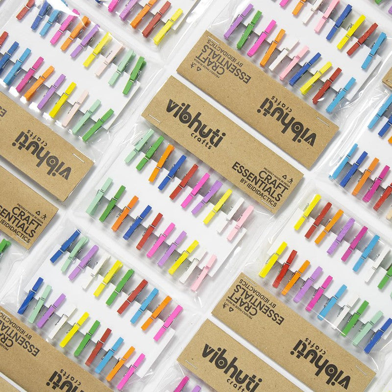 Pack of 40 Multicolor Wooden Pegs | Used for DIY Art and Craft | 1 Inch