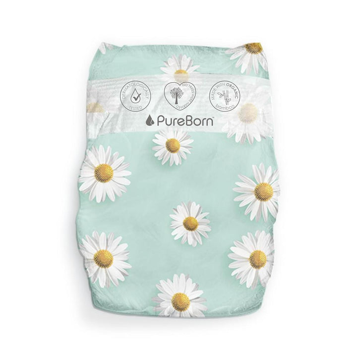 PureBorn Organic Bamboo (Size-1) Baby Disposable Diapers | 34 Pieces | Upto 5 kgs