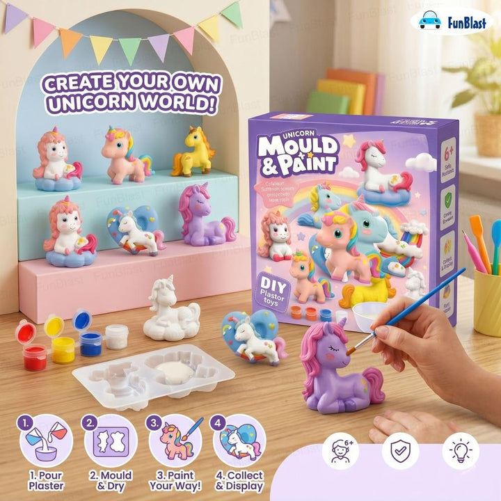 FunBlast DIY Mould & Paint Craft Kit | Paint Your Own Plaster Figurine Art Set