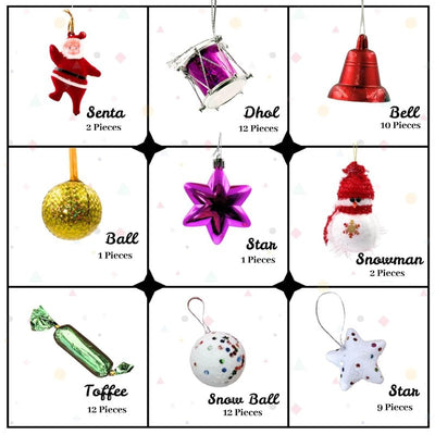 Complete Christmas Tree Decoration Combo - 63 Pcs (Medium)