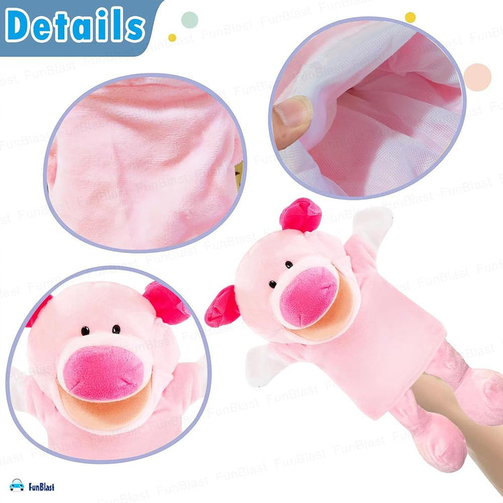 FunBlast Pig Hand Puppet for Kids | Soft Plush Animal Puppet for Storytelling, Role Play & Learning