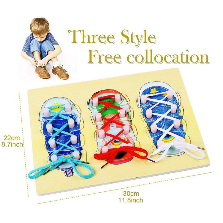 FunBlast Wooden Shoe Lace Tying Board | Learn to Tie Shoelaces Educational Toy for Kids