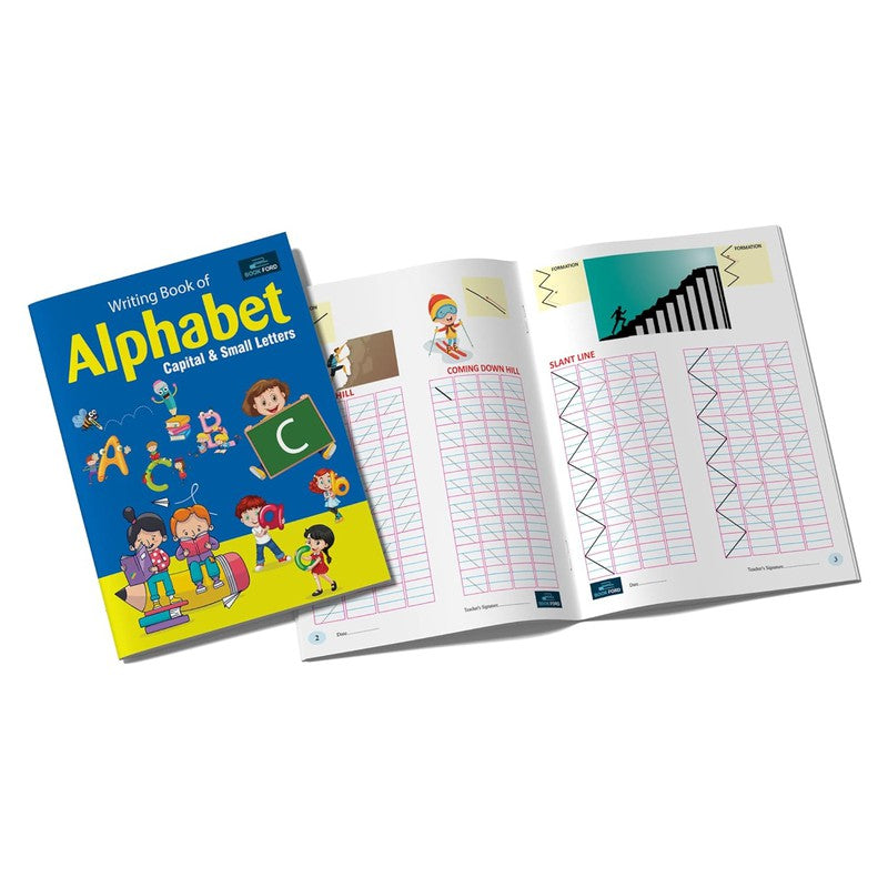 Writing Book For Kids - Set Of 4 Books - Alphabet Capital & Small , Cursive Writing Words(2-5) & Sentences , Cursive Writing Complete Sentences , And My Writing Book Of Complete Sentences