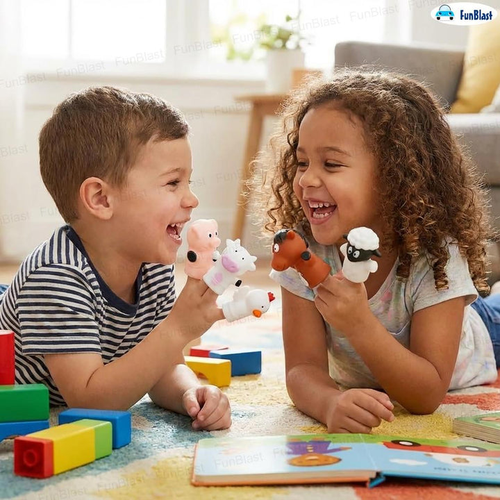 FunBlast Farm Animal Finger Puppets for Kids | Storytelling & Pretend Play Toys for Toddlers (Pack of 5)