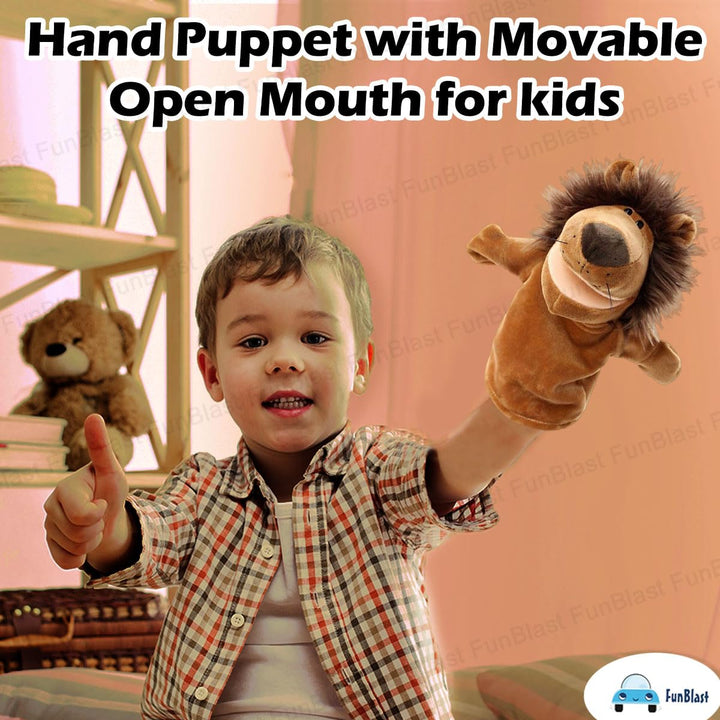 FunBlast Lion Hand Puppet | Soft Plush Animal Puppet with Movable Mouth for Storytelling & Kids’ Learning