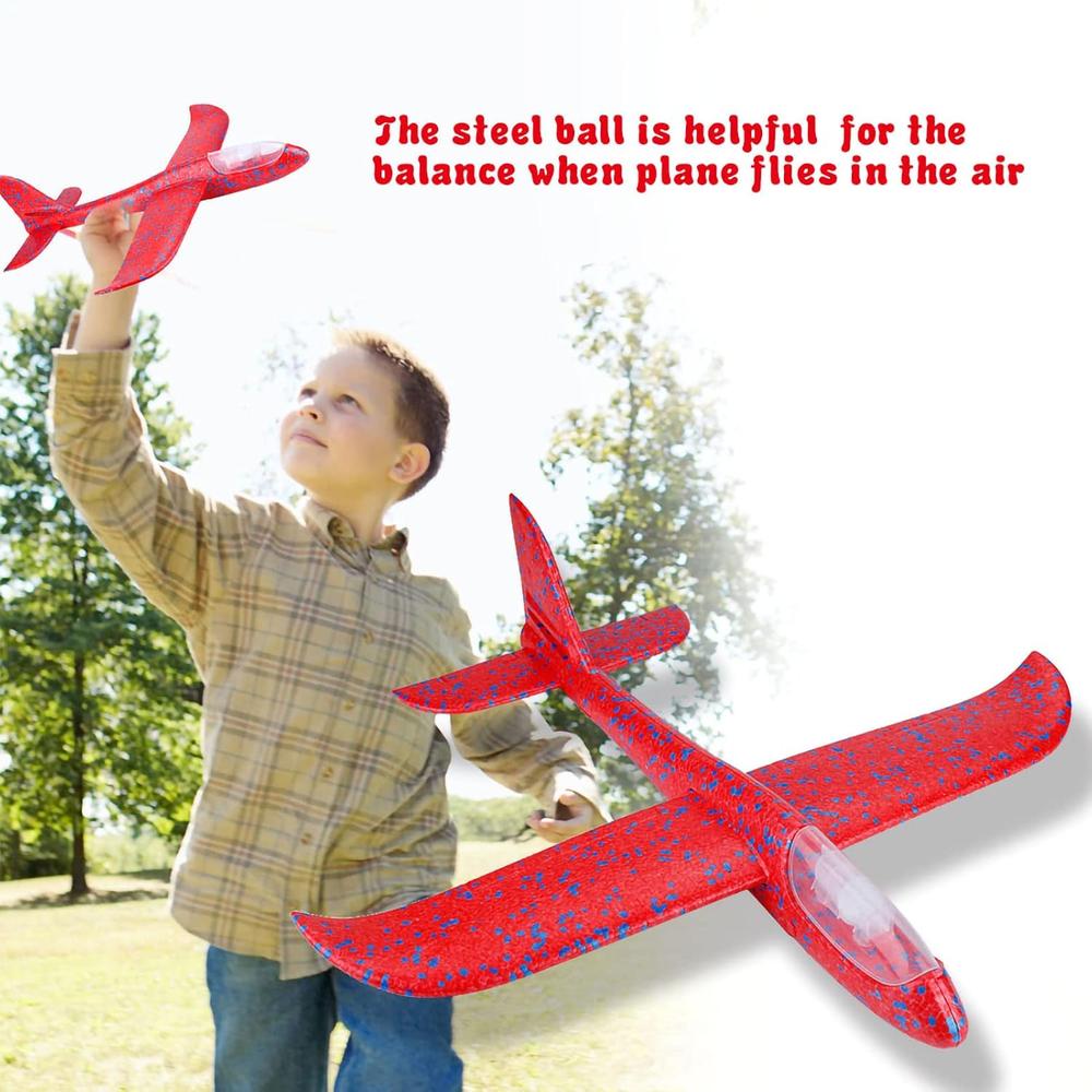 Flying Mini Throwing Glider Plane with Shiny Lights | EPP Foam Airplane Toy with Balanced Flight | Outdoor Flying Toy for Kids