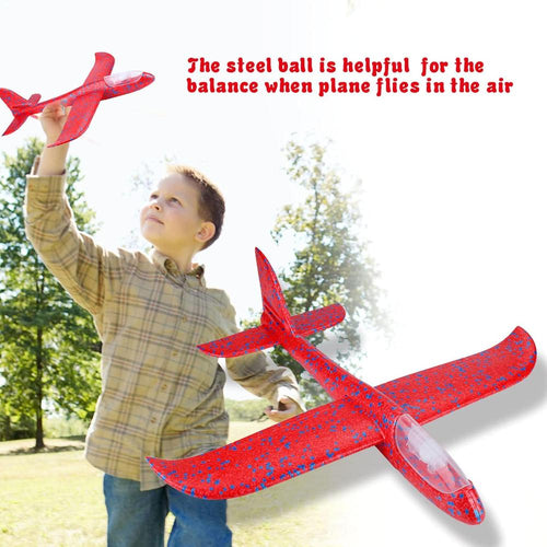 Flying Mini Throwing Glider Plane with Shiny Lights | EPP Foam Airplane Toy with Balanced Flight | Outdoor Flying Toy for Kids