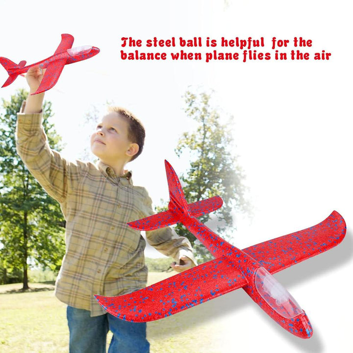 Flying Mini Throwing Glider Plane with Shiny Lights | EPP Foam Airplane Toy with Balanced Flight | Outdoor Flying Toy for Kids