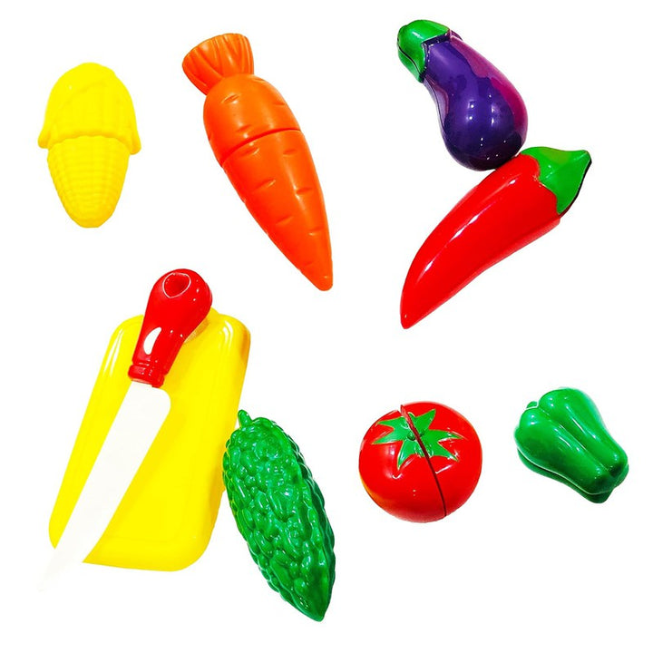 Realistic Sliceable Fruits Vegetable Cutting Play Toy Set for Kids with 9 Pcs