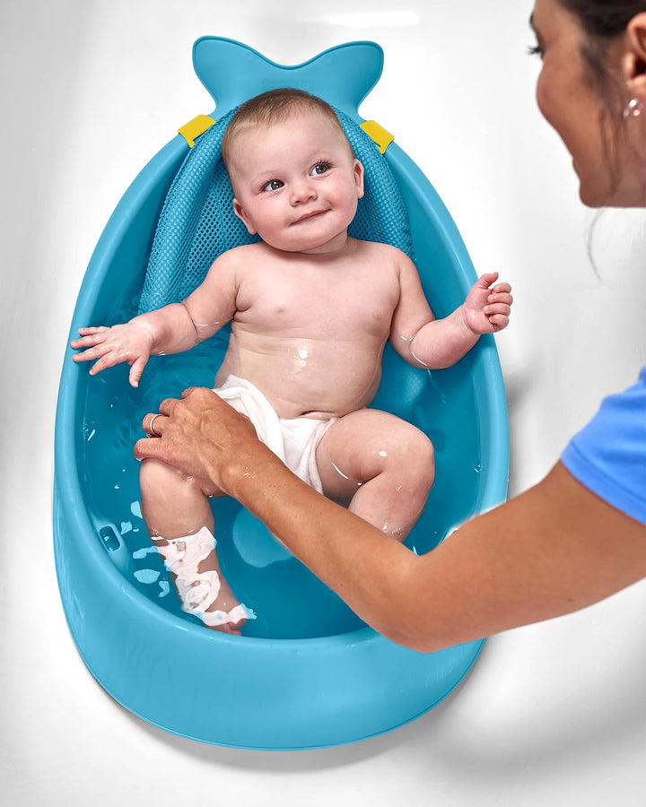Skip Hop Moby Smart Sling 3-Stage Baby Bath Tub | Newborn to Toddler Bathtub with Mesh Sling & Non-Slip Interior | Blue