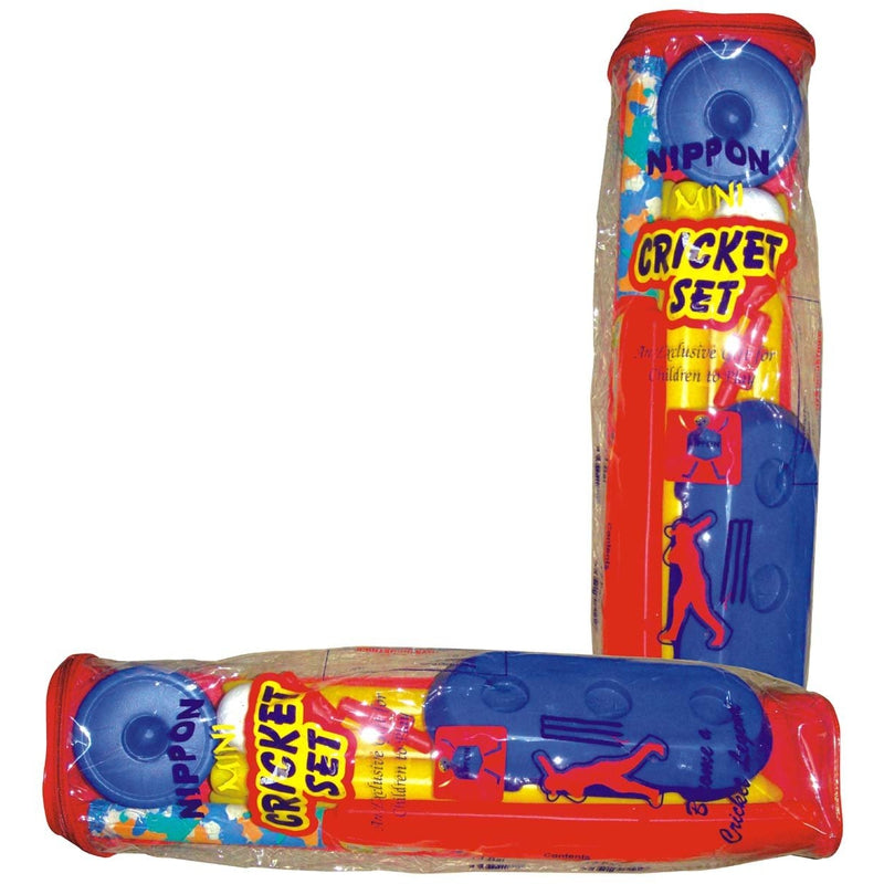 Nippon Cricket Plastic Set With Bag (1 Bat, 1 Ball,  4 Wickets, 1 Big Base, 1 Small Base & 2 Bails - Mini (3-5 Years‎)