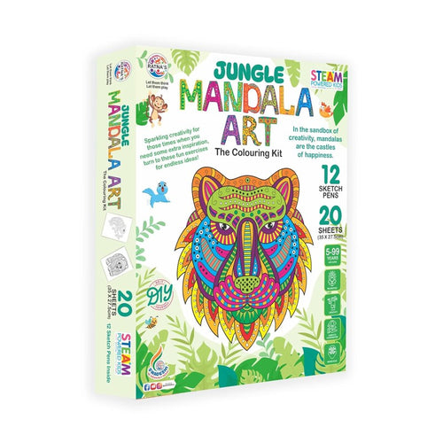 Ratnas Jungle Mandala Art with Coloring Kit & Sheets (15 Years till Grown Ups)