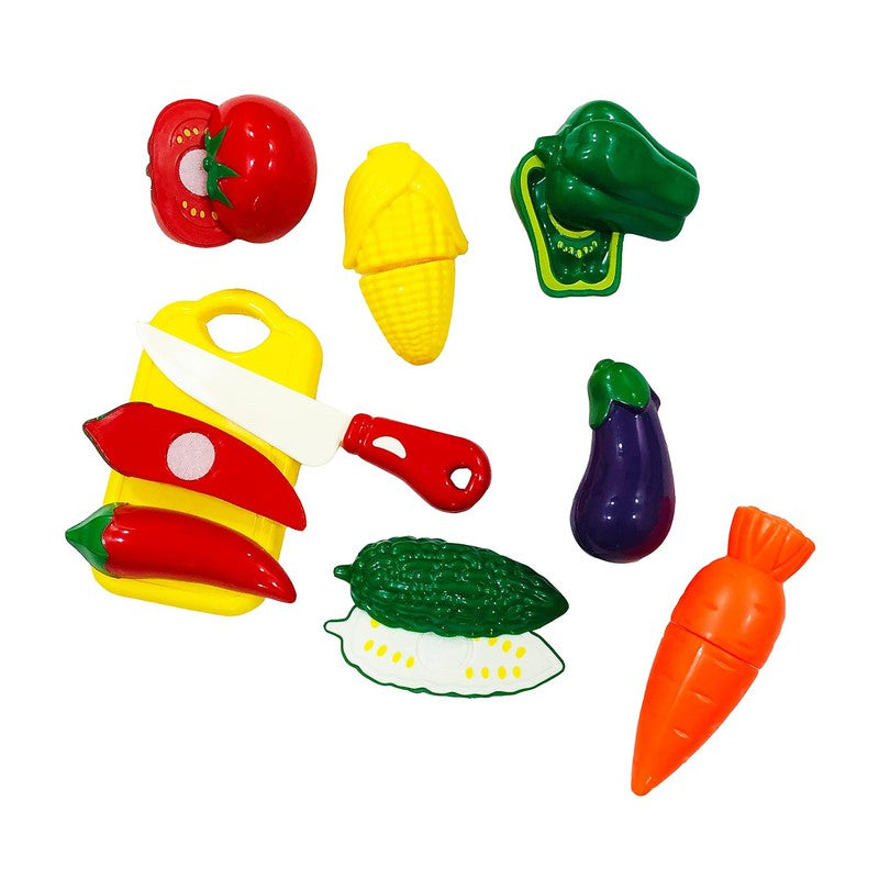 Realistic Sliceable Fruits Vegetable Cutting Play Toy Set for Kids with 9 Pcs