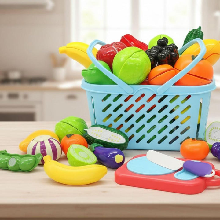FunBlast Fruits & Vegetables Play Set for Kids | Sliceable Pretend Play Food Toys (11 Pieces)