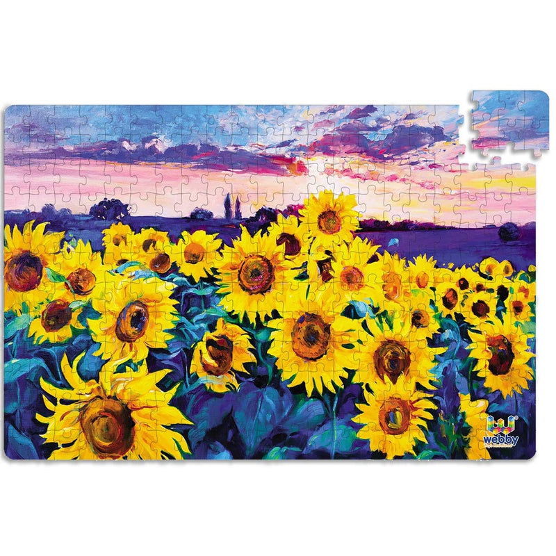 Sunflower Fields Painting Cardboard Jigsaw Puzzle, 252 pieces