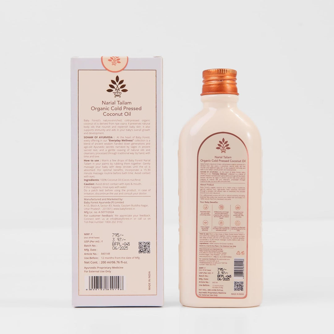 Baby Forest Narial Tailam | 100% Organic Cold Pressed Coconut Oil Skin And Hair Care - 200 ml