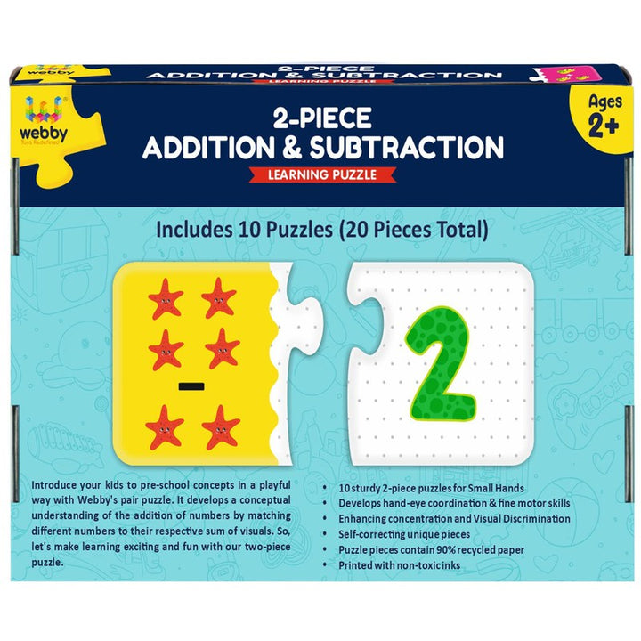 Addition Subtraction 2 Pieces Learning Pack Jigsaw Puzzle, Montessori Early Educational Pre School Puzzle Toys for 2+ Years Kid