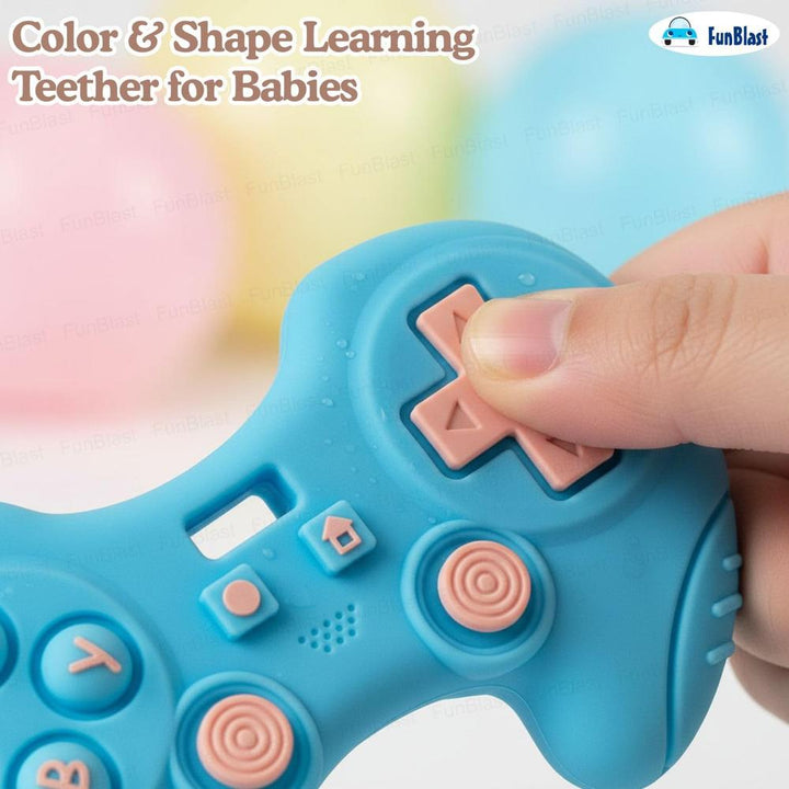 FunBlast Gaming Remote Silicone Baby Teether | Soft Teething Toy for Gum Soothing, Biting Skills (Blue)