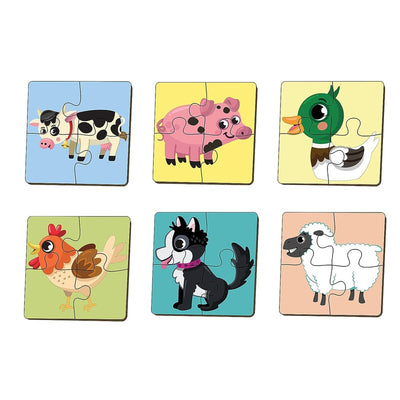 4 Piece Farm Animals Wooden Puzzle for Kids (Set of 6)