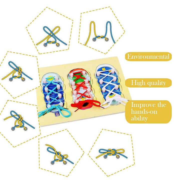 FunBlast Wooden Shoe Lace Tying Board | Learn to Tie Shoelaces Educational Toy for Kids