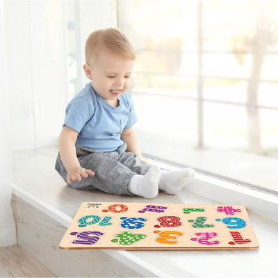 Wooden Educational Colorful Alphabets, Counting Numbers, Fruits, Animals, and Public Transport Puzzle for Preschool Kids - Set of 5