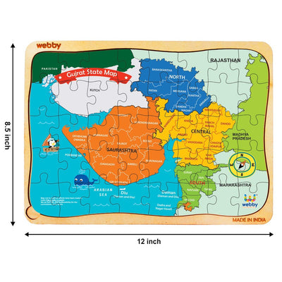 Gujarat Map Wooden Jigsaw Puzzle, 40pcs