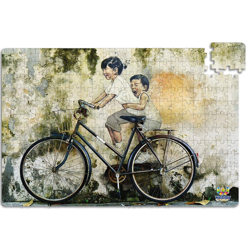 Children on a Bicycle Cardboard Jigsaw Puzzle, 252 pieces