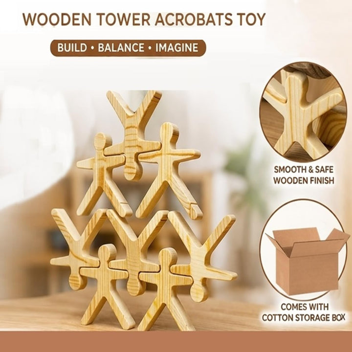 MUREN Stack & Balance Human Shapes Tower – Wooden Acrobats Balancing Game