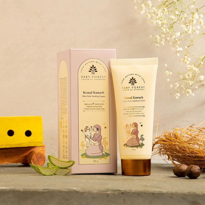 Baby Forest Komal Kawach - Baby Rash Healing Cream | 8 Herbs and Oils | 100 g