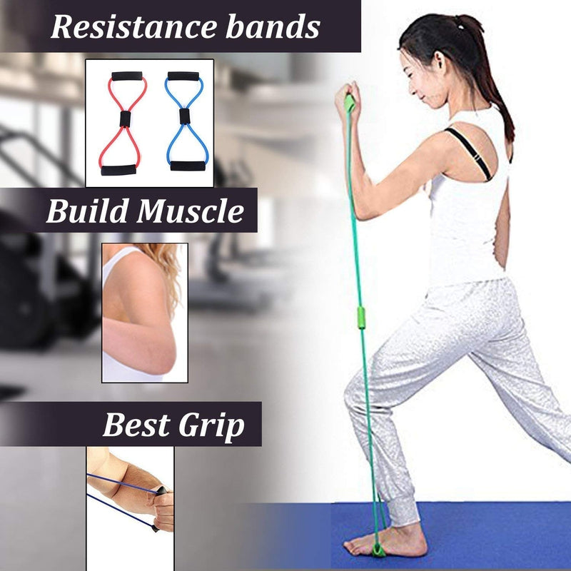 Fitfix Resistance Tube (8 Shaped) | Heavy Quality Exercise Band for Stretching Workout (Assorted Colors)