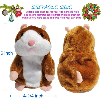 Set of 2 Talking Hamster Repeats What You Say (Educational Talking Toy) - Brown and Grey