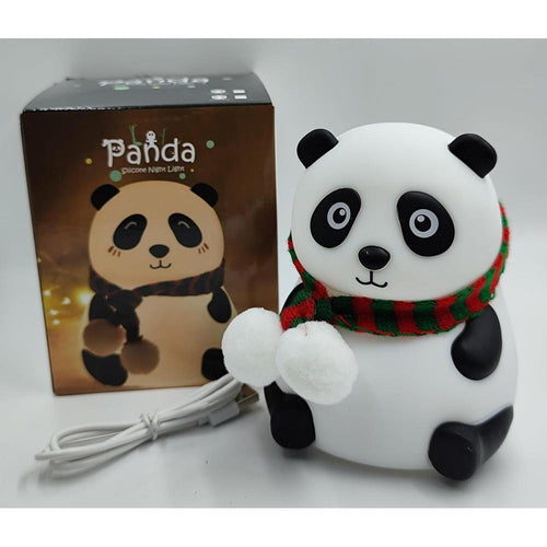 Panda Touch Lamp for Kids | Rechargeable Silicone Night Light with Scarf | Color Changing LED Bedside Lamp