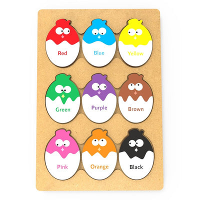 Educational Egg Shaped Colours Wooden Puzzle Board Toy for Montessori Pre-School Kids, 18 Pcs