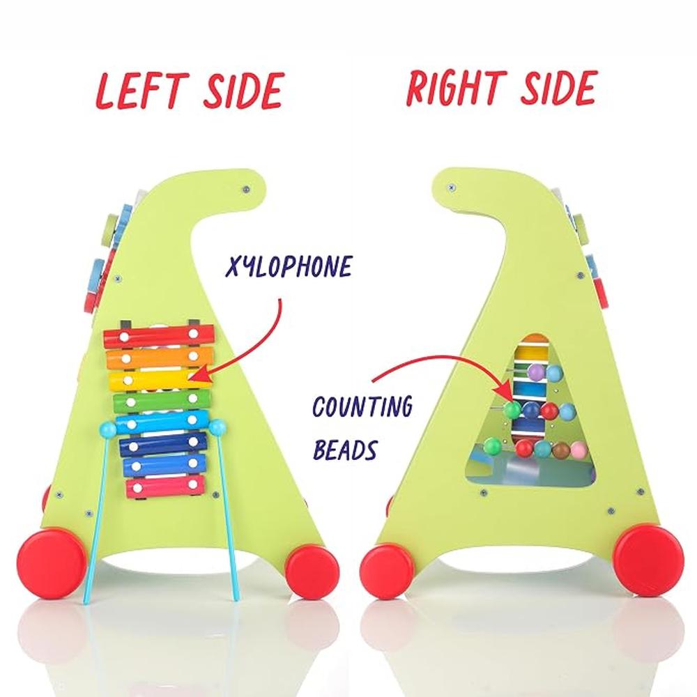 Chanak Wooden Activity Baby Walker for Kids | 6 Activity Games,  Non-Toxic & Safe