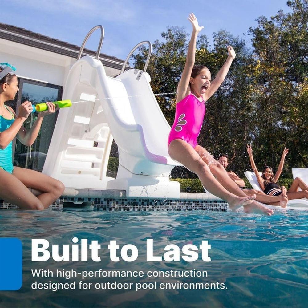 STEP2 Vero Pool Slide - 4 Feet Inground Pool Slide with Non Slip Steps & Built In Sprinkler (3-12 Years)