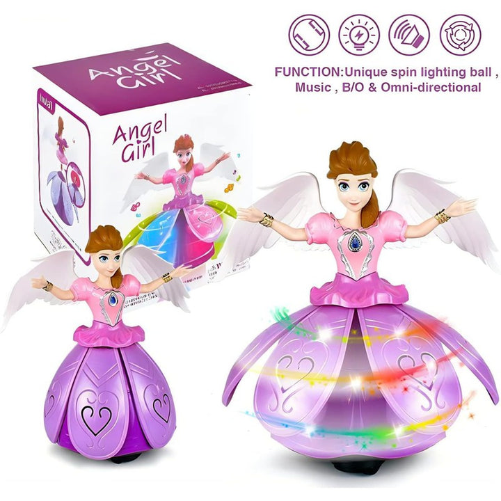 360° Spinning Princess Musical Dancing Angel Doll with LED Lights and Music