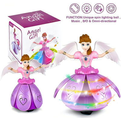 360° Spinning Princess Musical Dancing Angel Doll with LED Lights and Music