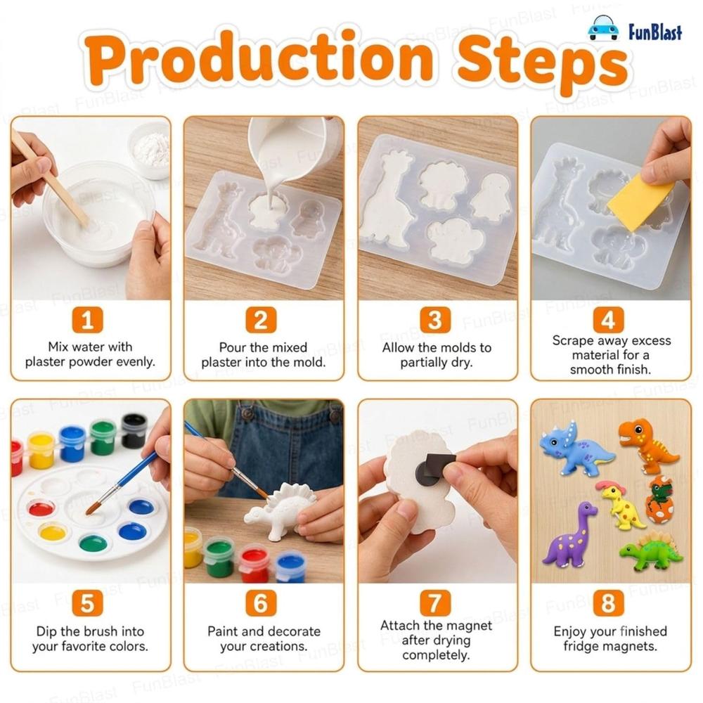 FunBlast DIY Mould & Paint Craft Kit | Paint Your Own Plaster Figurine Art Set