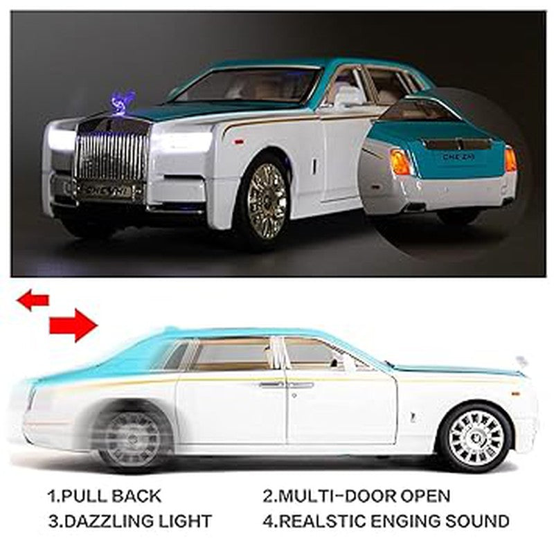 Resembling 1:24 Rolls-royce Phantom Metal Car (White/Blue)